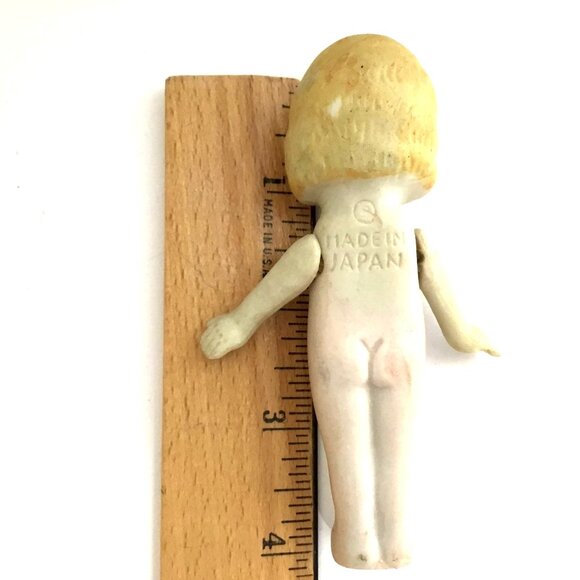 Antique Bisque Kewpie Doll (2) Jointed Arms Crocheted Dress Made In Japan 4 " - Picture 6 of 16